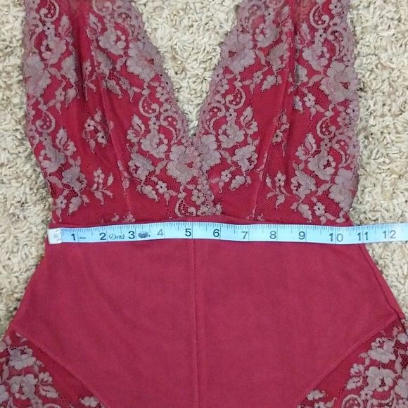 Intimately Free People Lace Bodysuit Dark Red XS - Picture 3 of 7